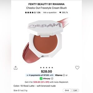 Fenty Cheeks Out Freestyle Freestyle Cream Blush Shade Rose Latte